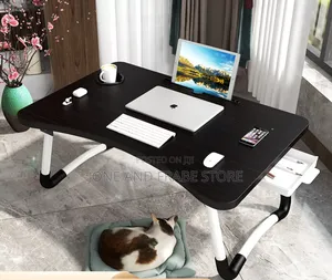 Multipurpose Foldable Laptop Bedside Table With Side Drawer