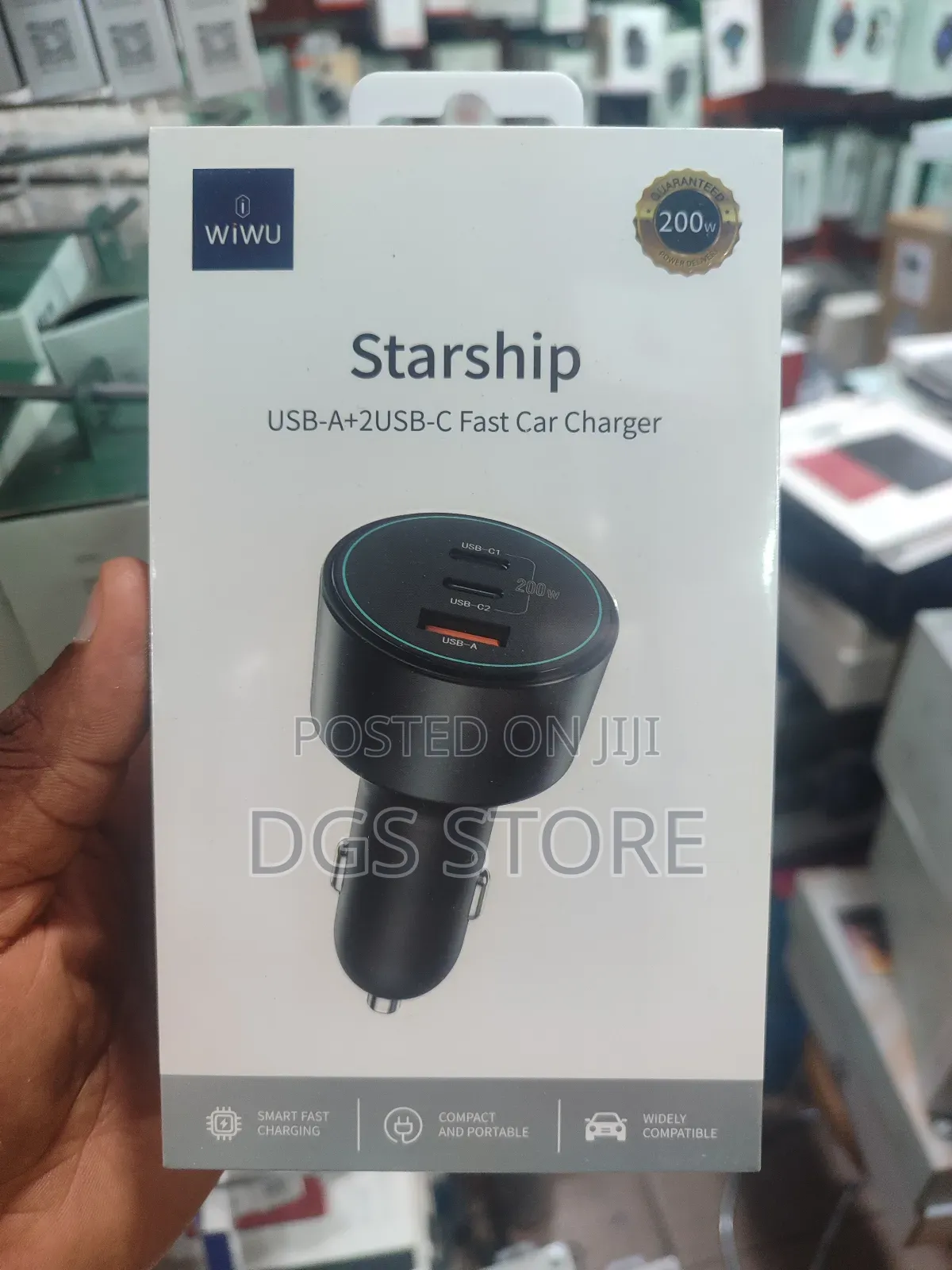 Wiwu Starship Usb a + 2 Usb C Fast Car Charger 200w