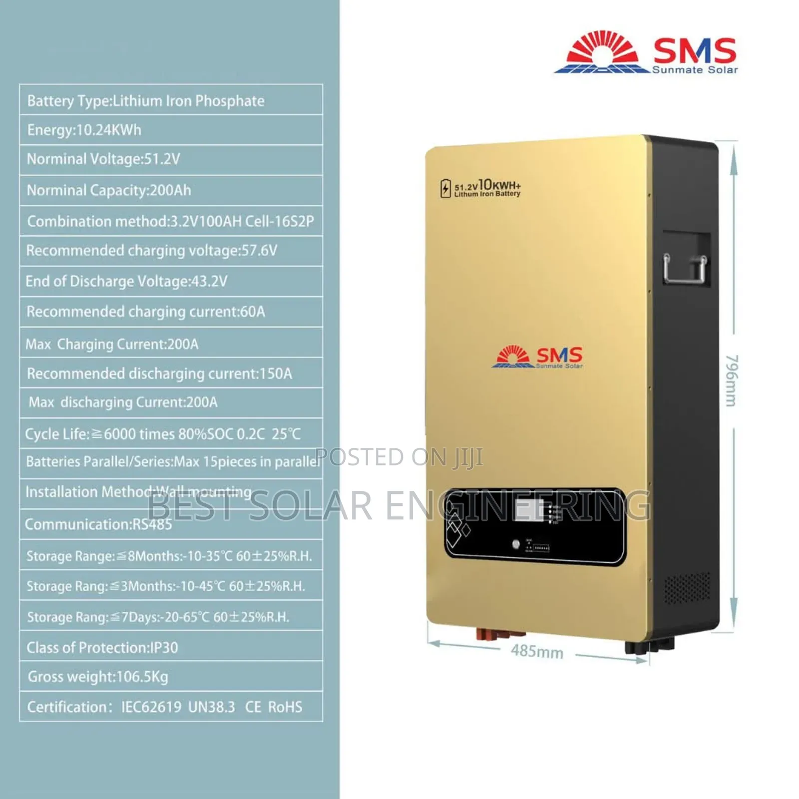 10kwh Lithium Battery (Sms)