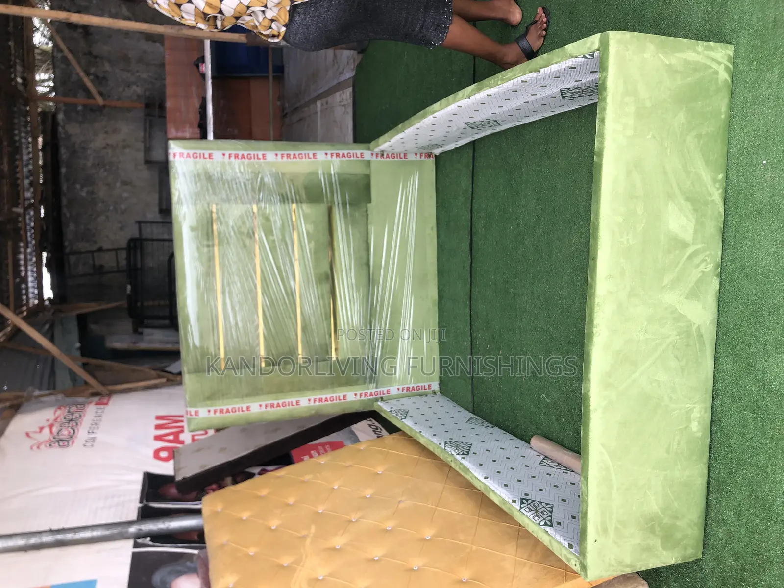 Green Shade Padded Bed Frame