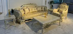 Turkish By8 Royal Sofa Chairs With Center Table Two Stools