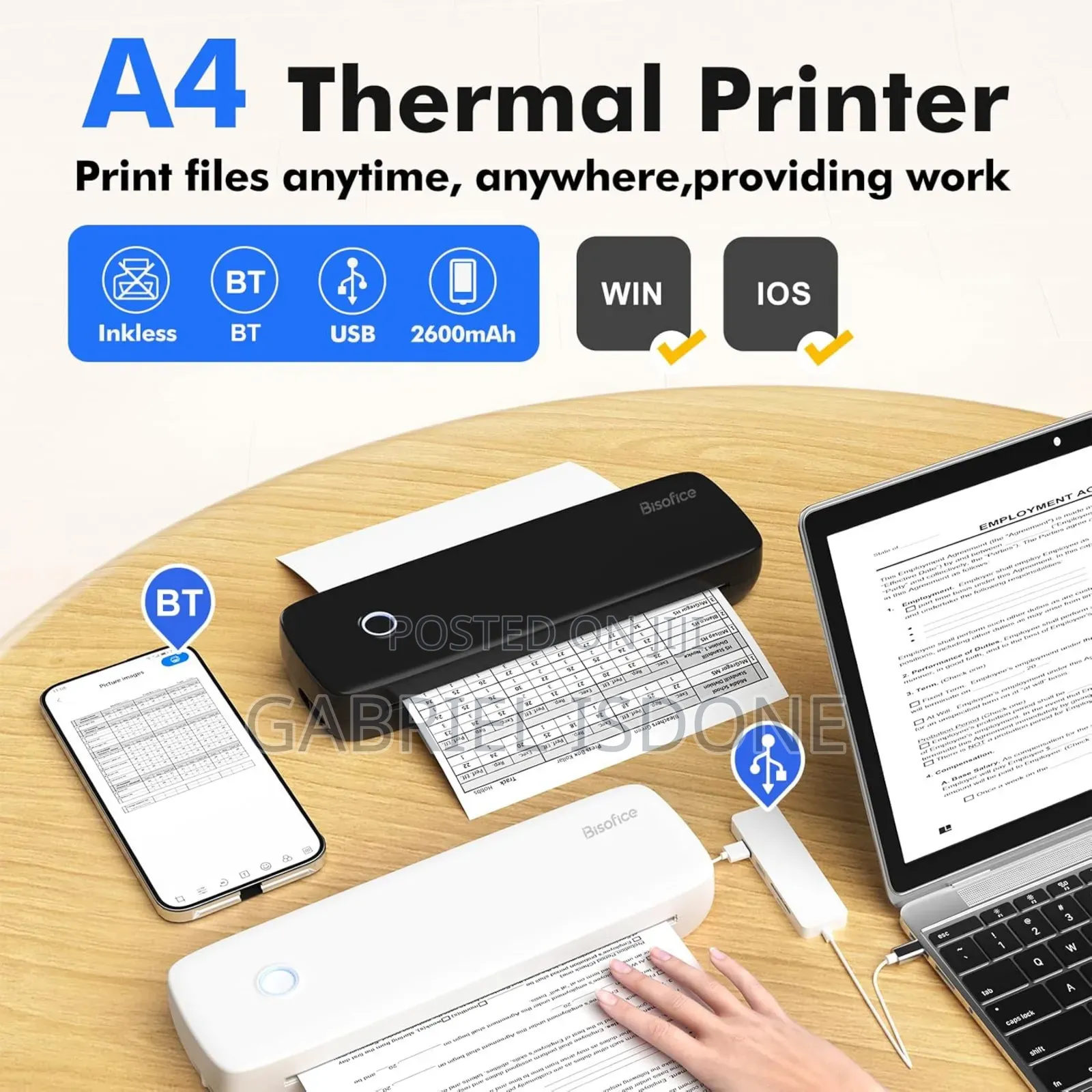 Portable Printer Inkless. Computer Support Two in One