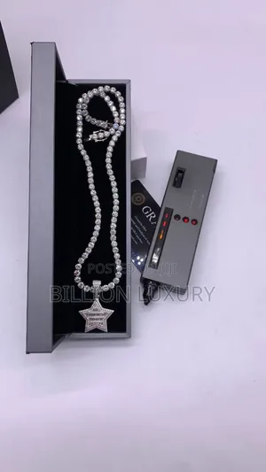 Photo - Ice Diamond Tennis Neckchain, Star Pendant Combo