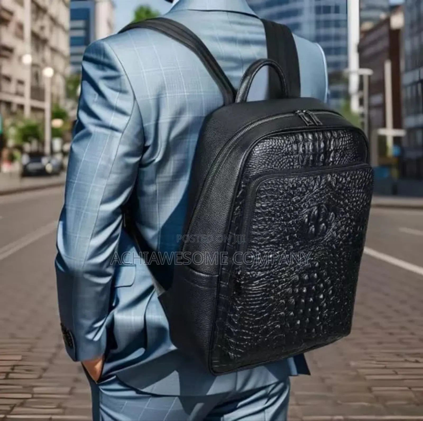 Black Genuine Leather Backpack