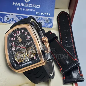 Hanboro Watch With Double Strap Rubber an Leather Automatic