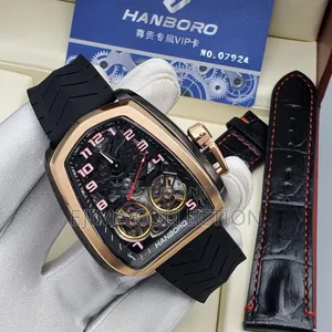 Hanboro Watch With Double Strap Rubber an Leather Automatic