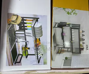Adjustable Over-the-Sink Kitchen Dish Drying Rack With Utensil Holder
