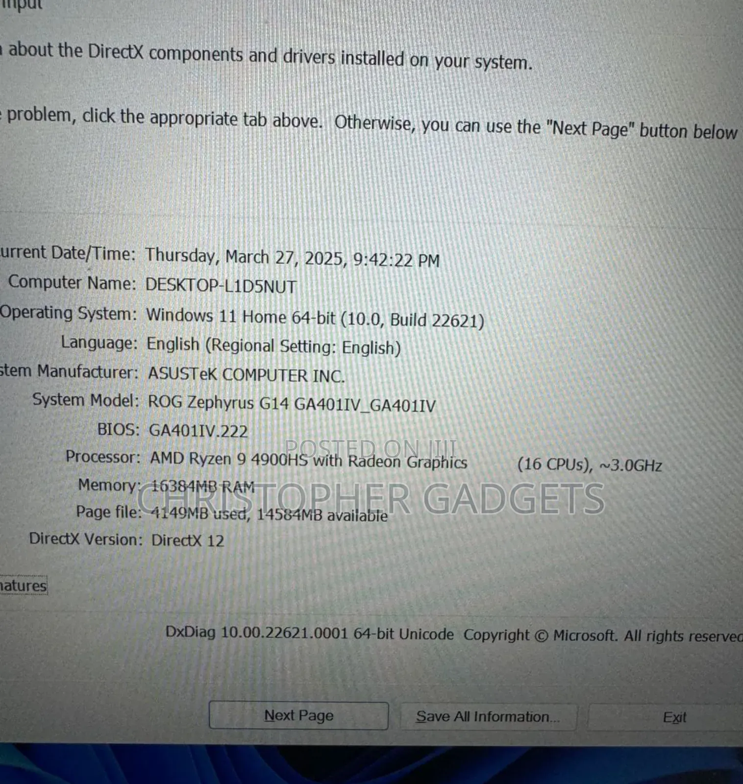 Laptop Asus ROG Zephyrus G14 16GB AMD Ryzen 9 SSD 1T