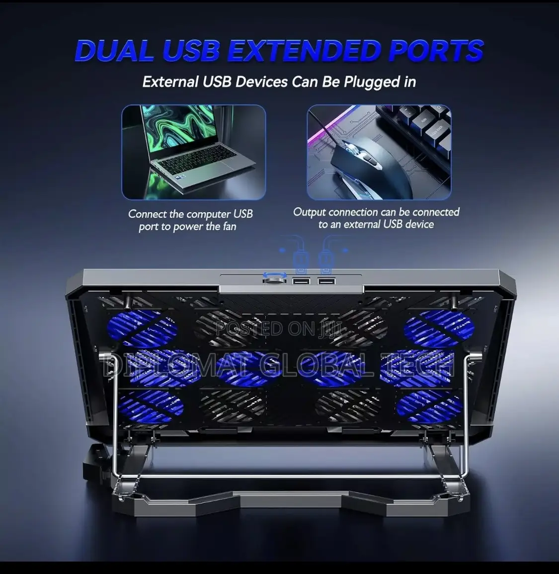 Computer Cooler For Laptop With 8 Silent Fans