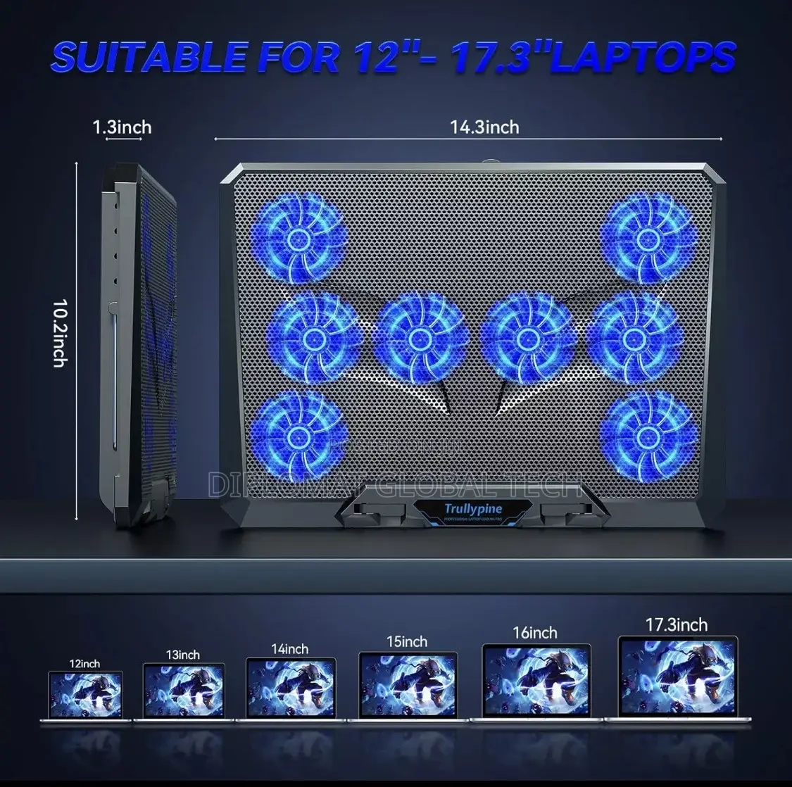 Computer Cooler For Laptop With 8 Silent Fans