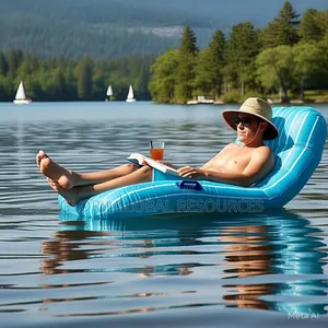 Inflatable Water-Resistance Lounger Chair Floater With Back