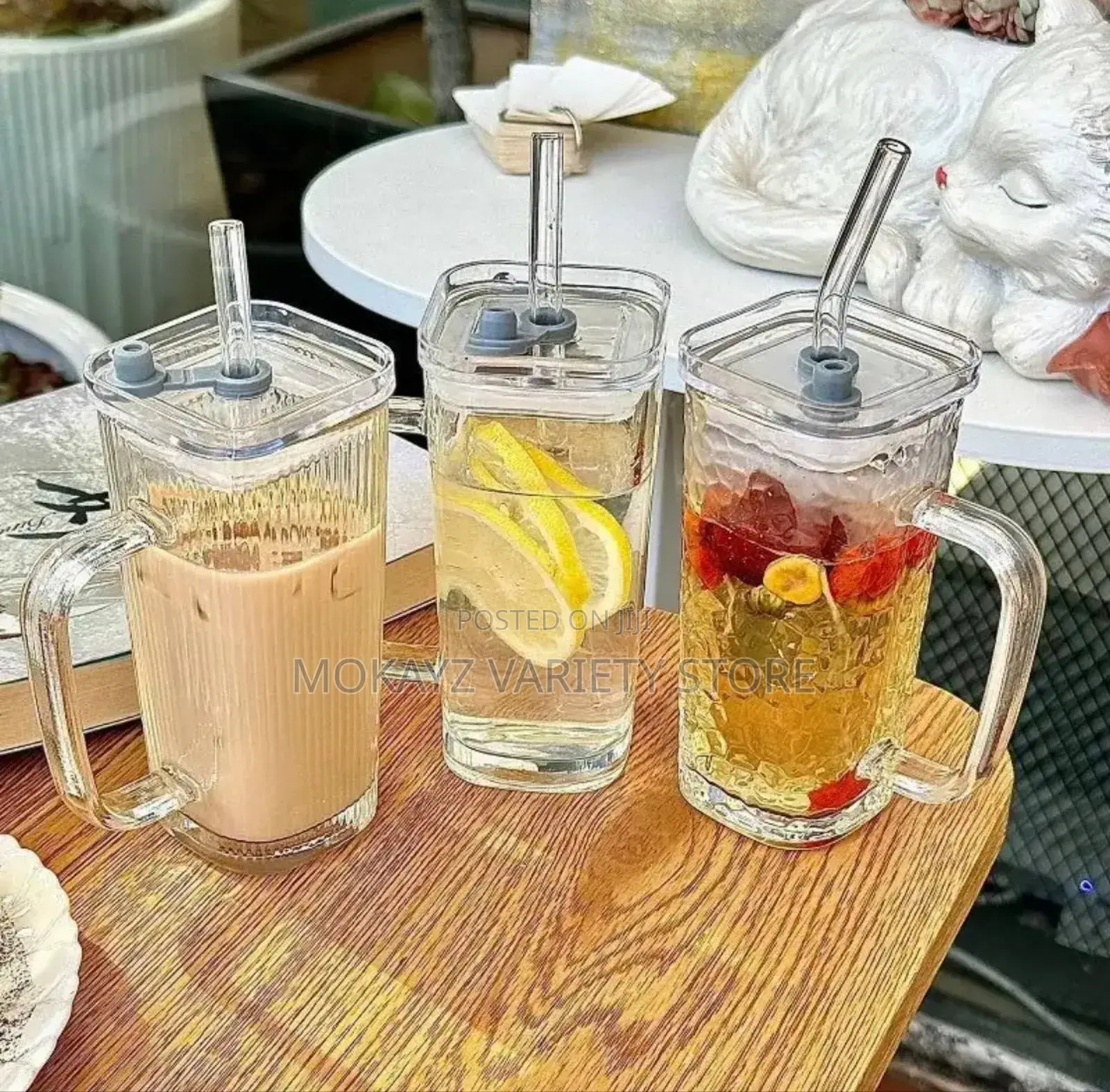 Glass Cup With Cover Straw(Bulk)
