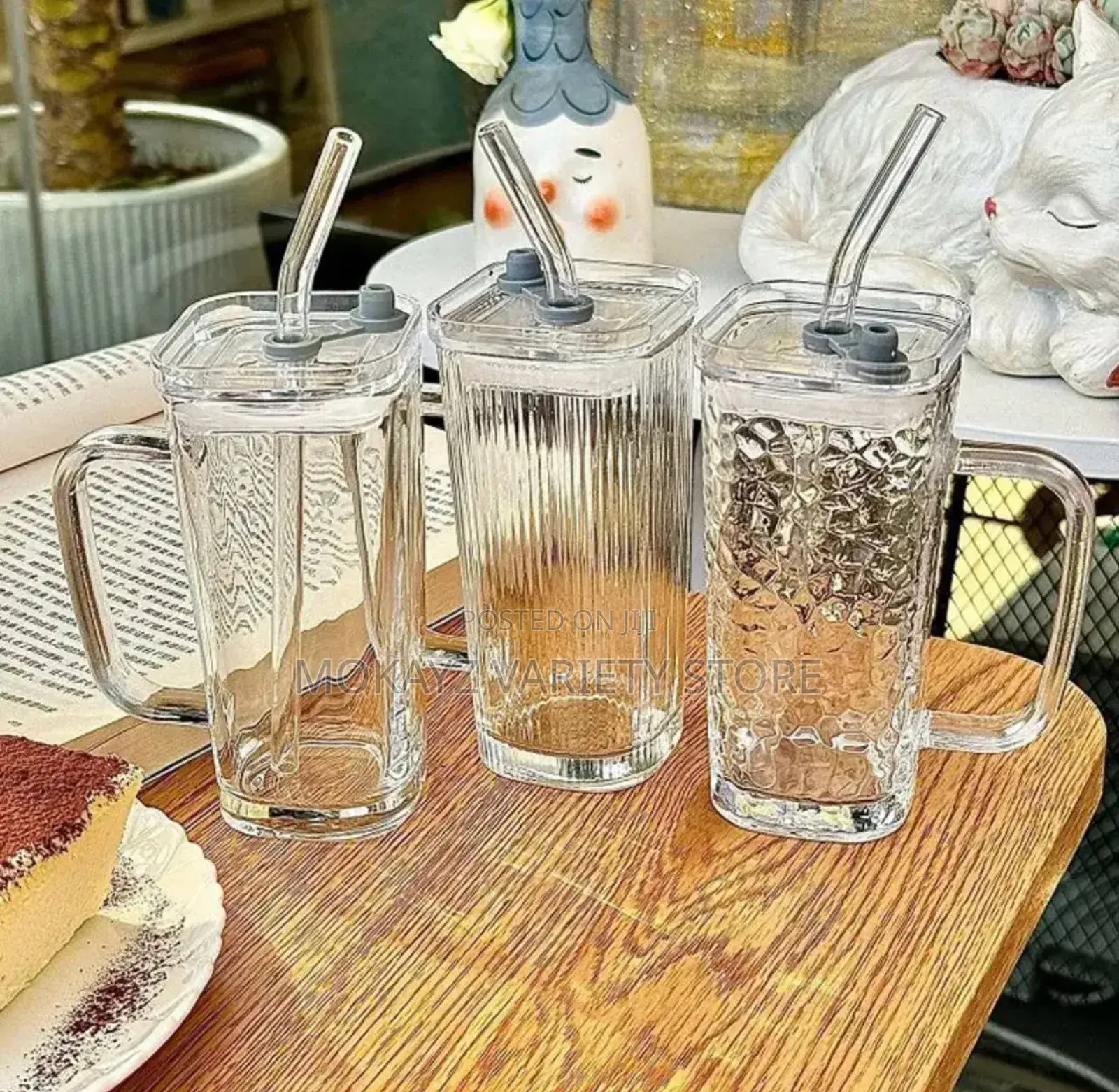 Glass Cup With Cover Straw(Bulk)