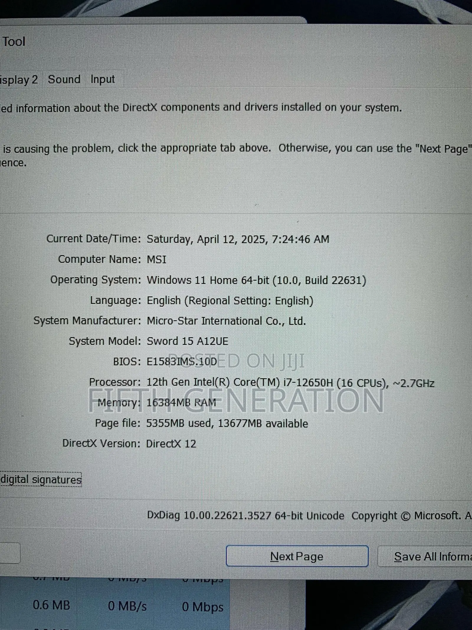 Laptop MSI MSI Sword 15 16GB Intel Core i7 SSD 1T