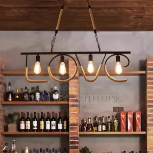 Creative Retro Led Hemp Rope Iron Pendant Light E27 Home