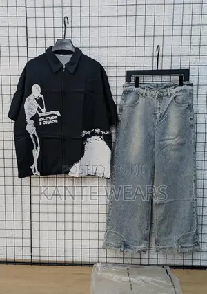Notch Baggy Jean X Crop Zip Up Shirt