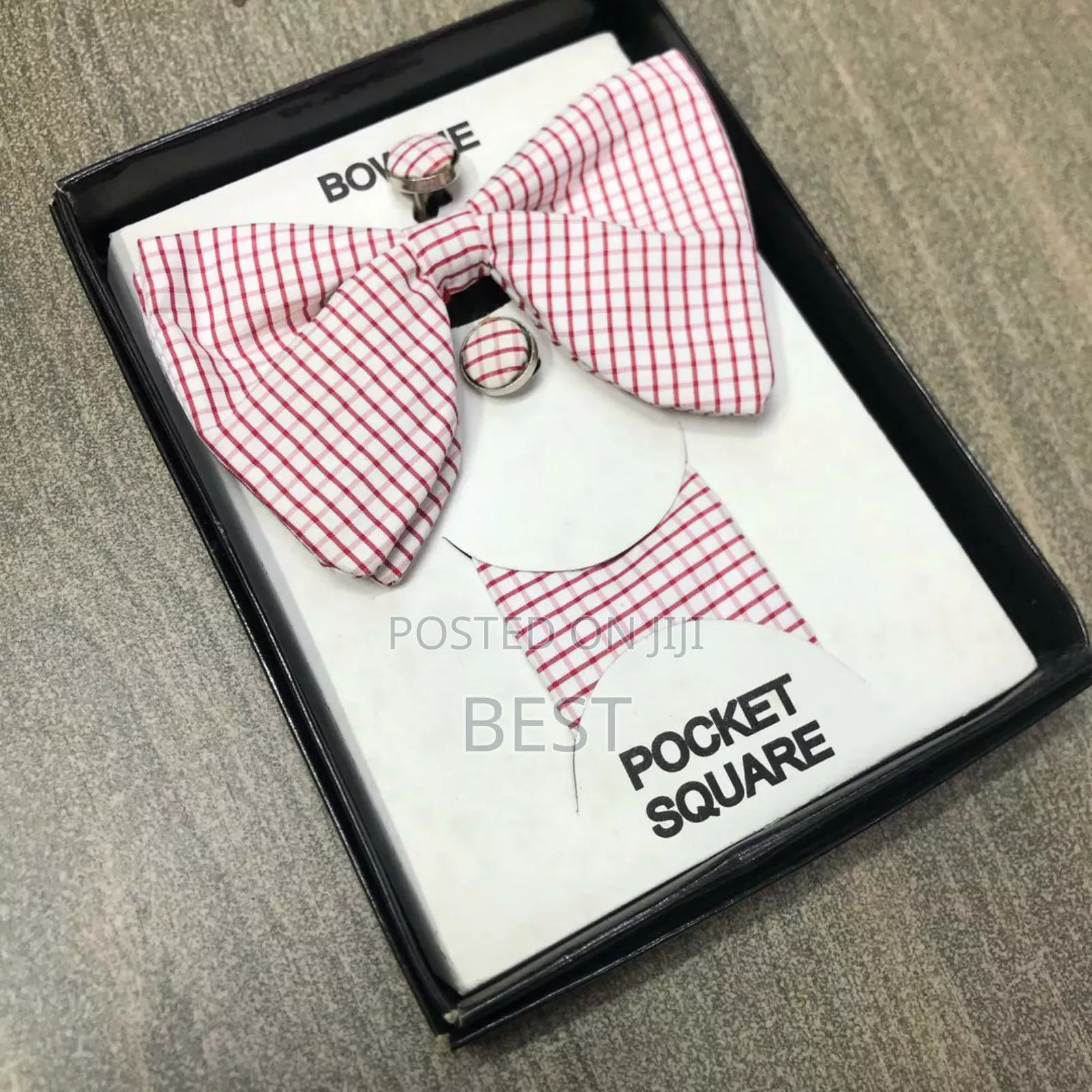 Patterned Butterfly Bow Ties With Pocket Square Cufflinks