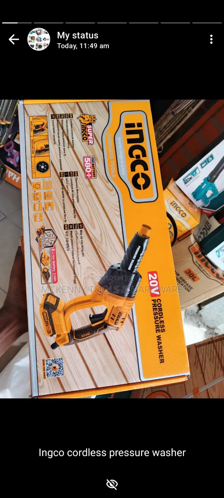 Ingco Wireless Cordless Pressure Washer 20v