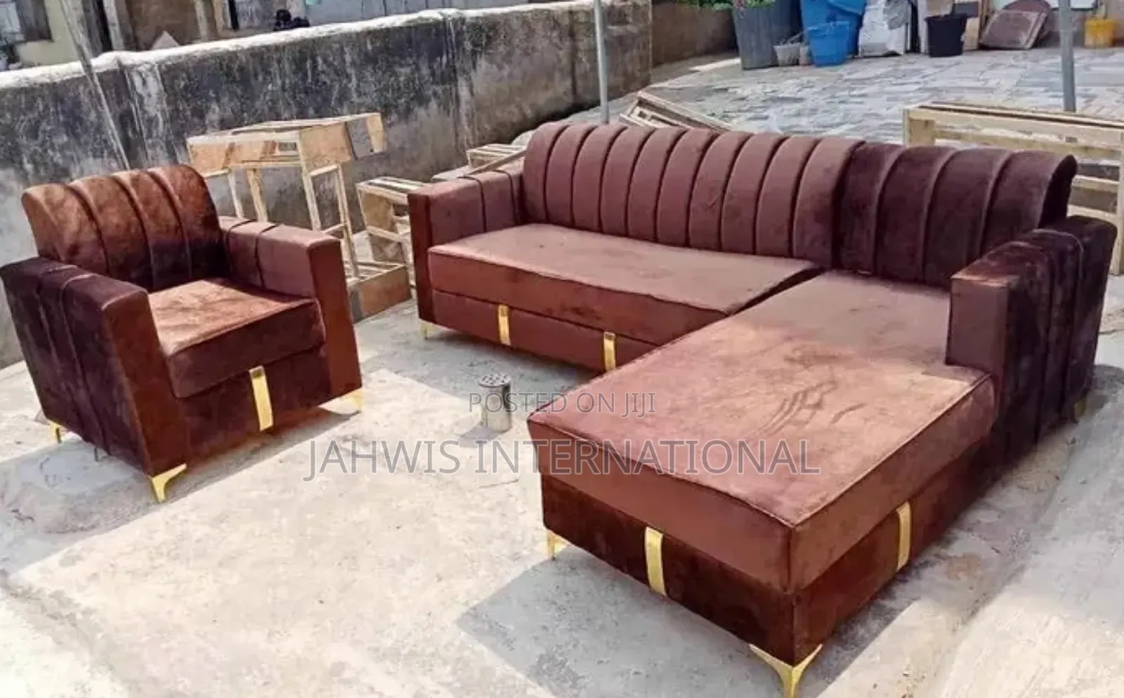 Beautiful Brown Color L-Shape Chairs