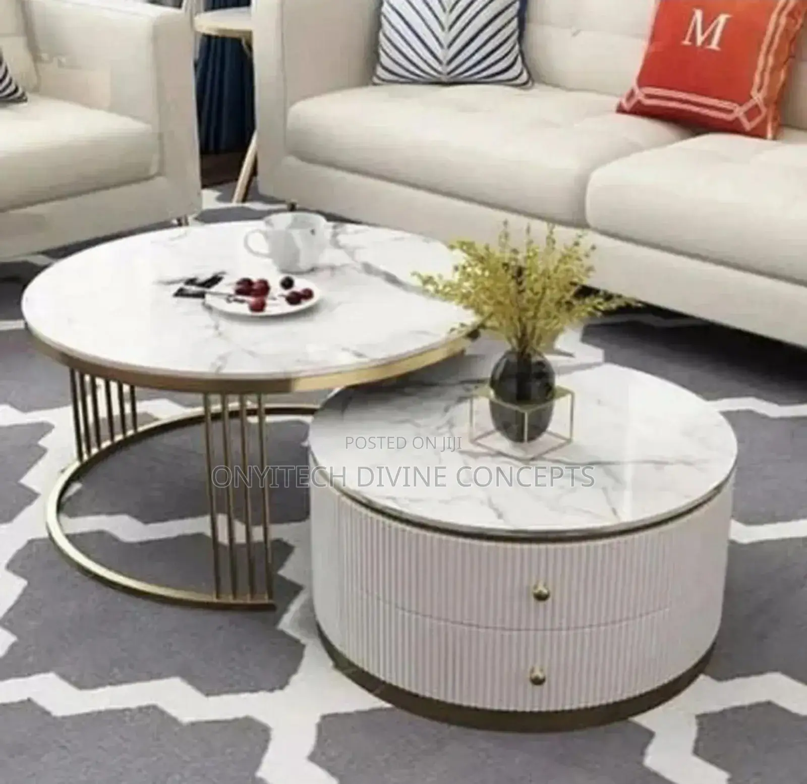 2 in 1 Luxury Marble Top Centre Table