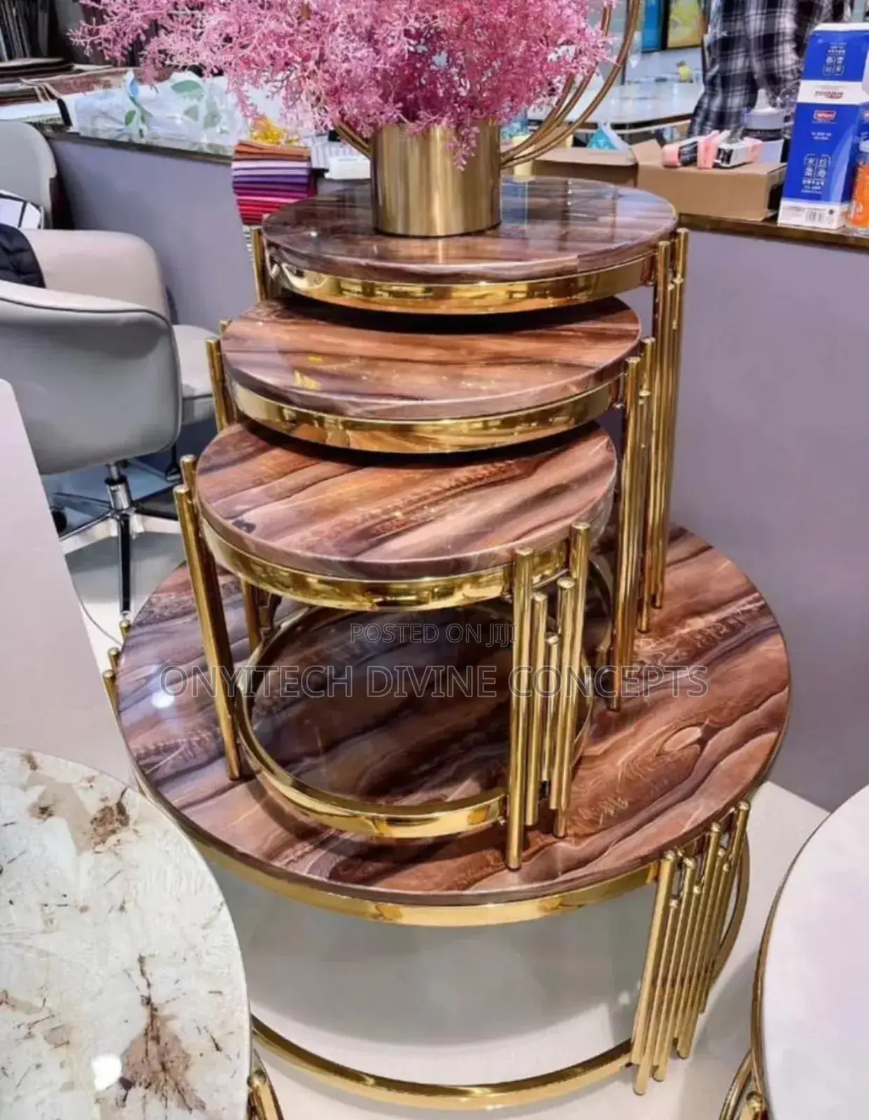 4 in 1 Marble Top Luxury Centre 3 Side Table