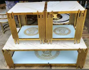 3 in 1 Marble Top Rectangle Centre 2 Side Tables