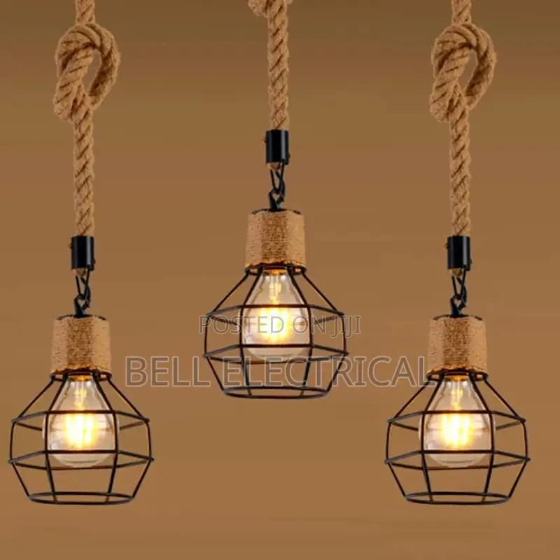 Industry Loft Chandelier Vintage Hemp Rope Pendant