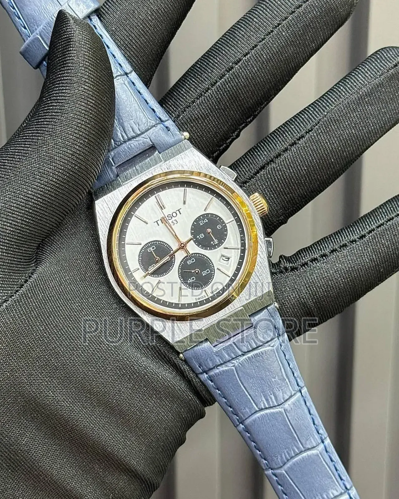 Tissot Chronograph  Blue  Leather  Watch 