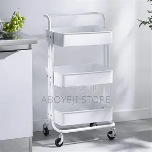 Stable Kitchen Trolley Storage Trolley 3-Layer Metal Storage