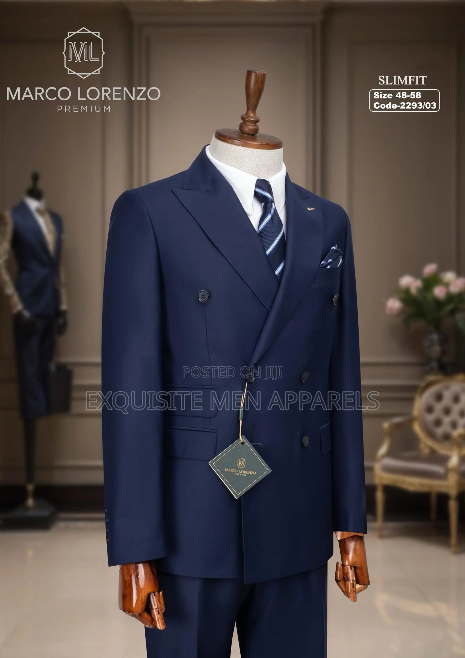 Classic Plain Button High Double Breasted Men’S Suit
