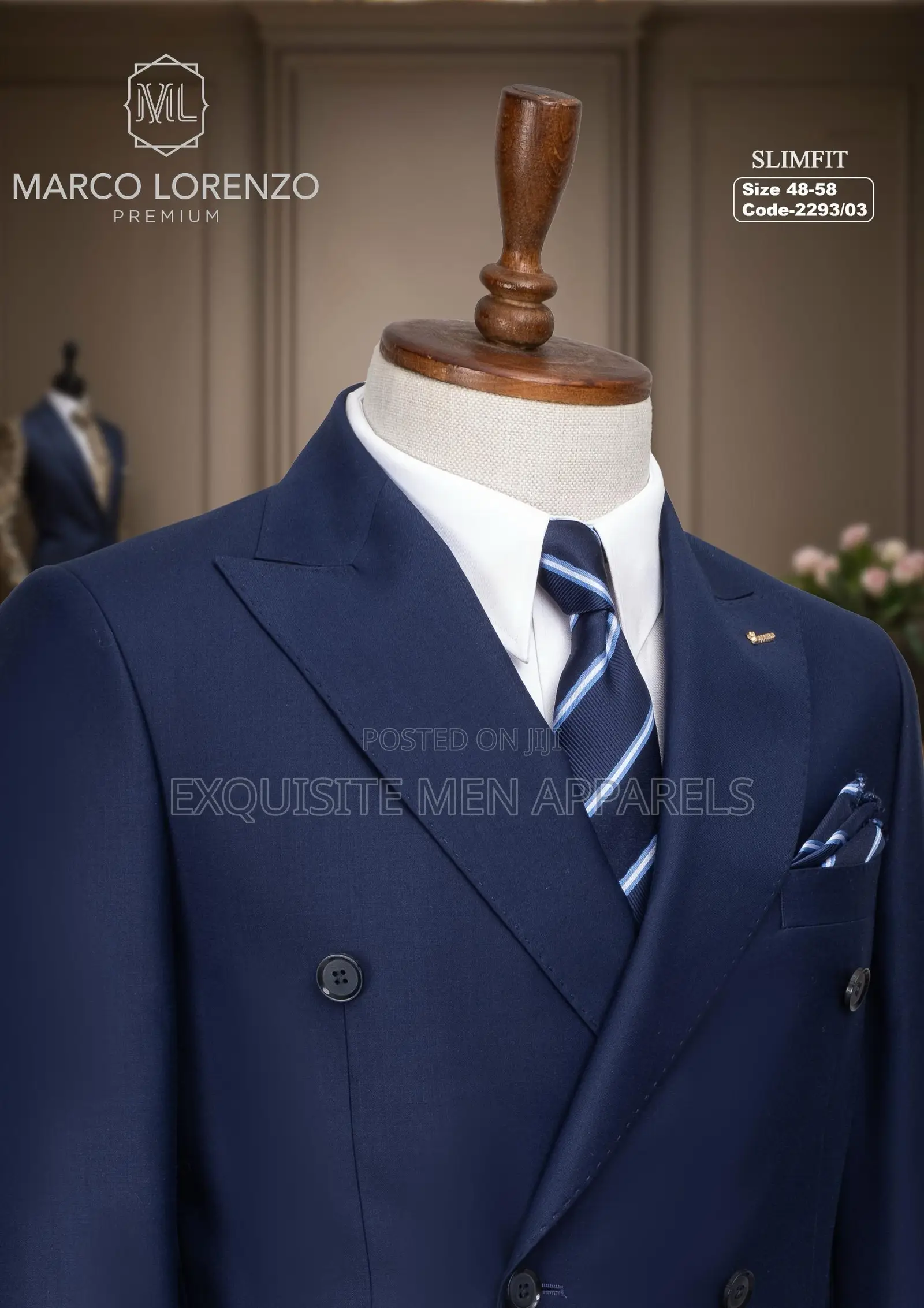 Classic Plain Button High Double Breasted Men’S Suit