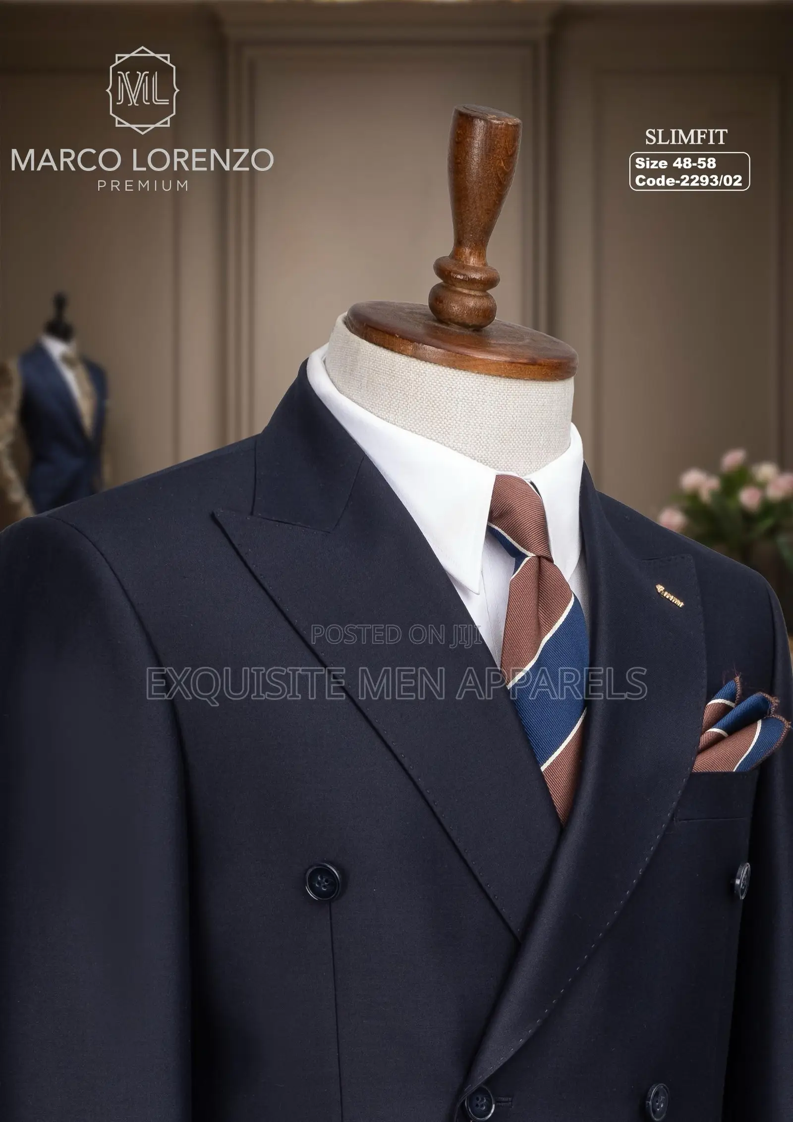 Classic Plain Button High Double Breasted Men’S Suit