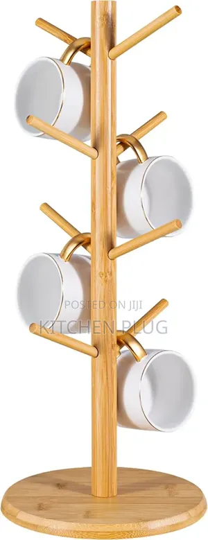 A Multipurpose Bamboo Mug Rack, Also Known As A Mug Tree