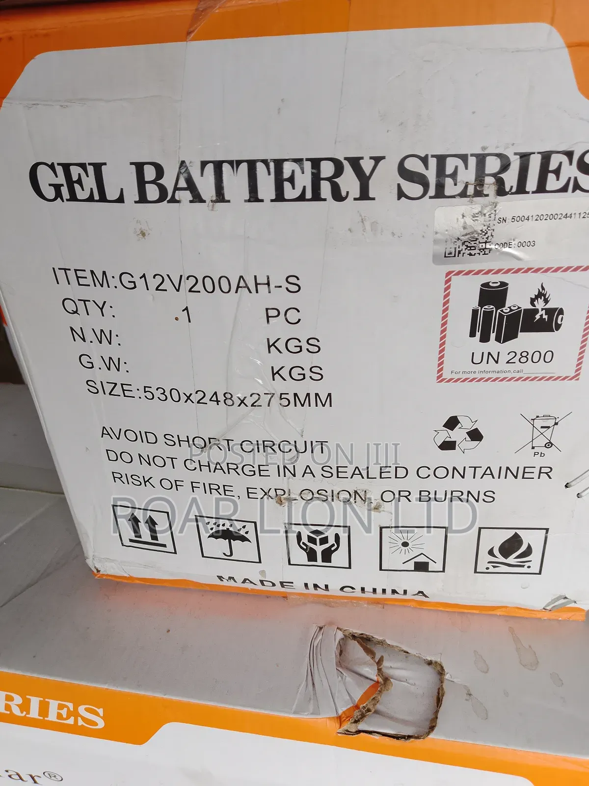 Felicity 200ah Gel Battery