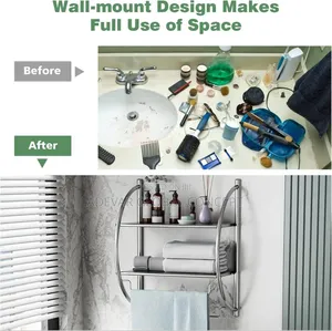 2 Tier Bathroom/Commodity Shelf With Towel Rails Rack