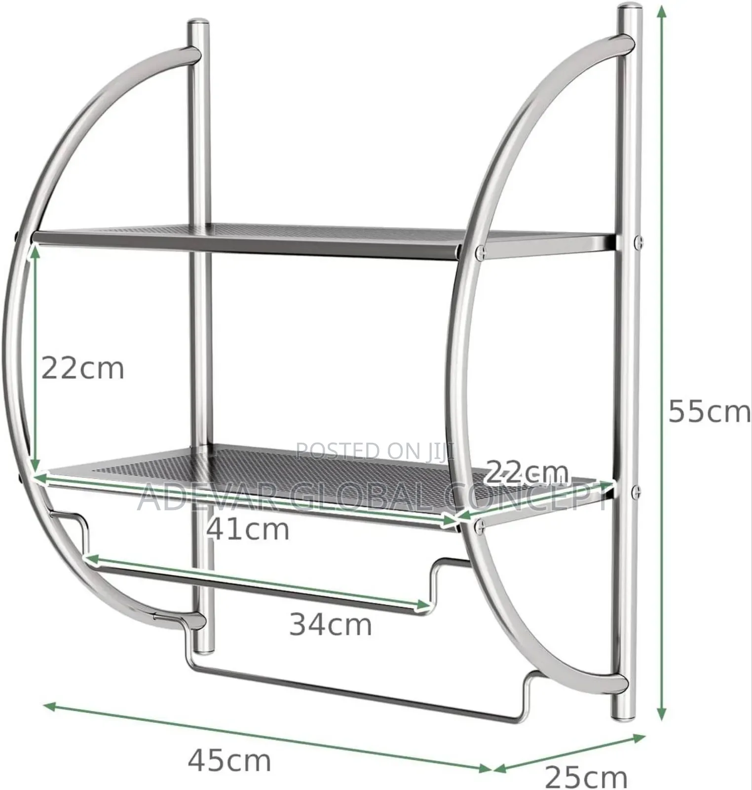 2 Tier Bathroom/Commodity Shelf With Towel Rails Rack