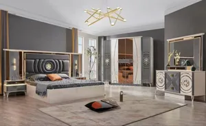 Photo - Luxury Wooden Frame King Size Leather Bed Bedroom Sets