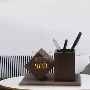 Wooden Digtal Led Alarm Clock With Pen Holder Corporate Gift