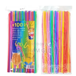 100pc Colorful Disposal Bendable Drinking Straw