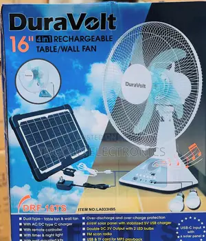 Duravolt 16" Rechargeable Table/Wall Fan With