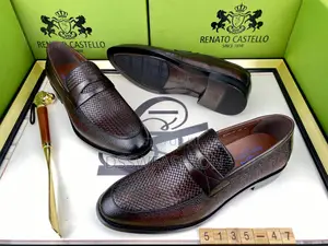 Photo - Renato Castello Woven Texture Brown Leather Loafers