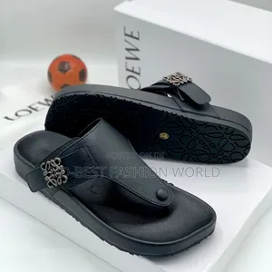 Black Leather Slippers