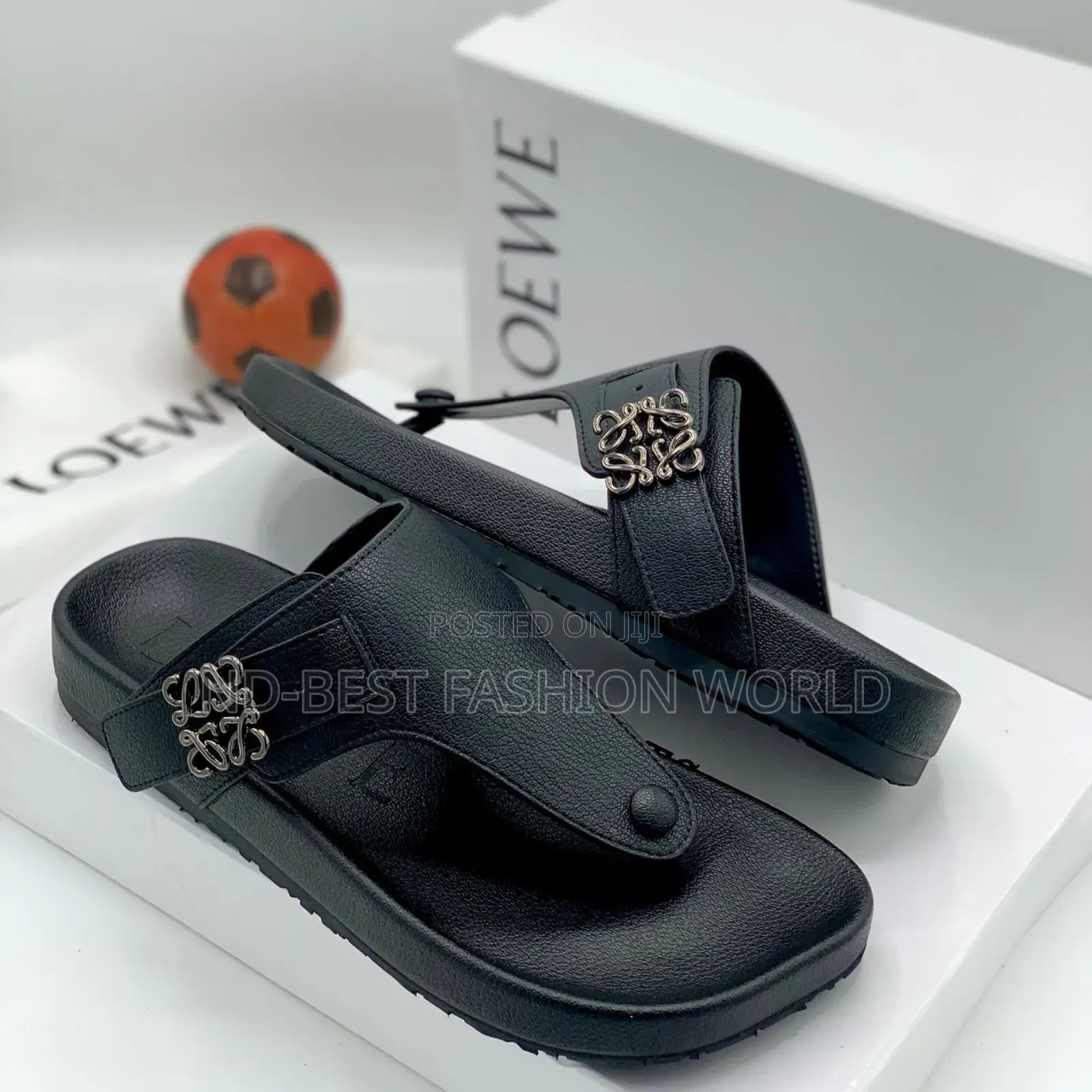 Black Leather Slippers