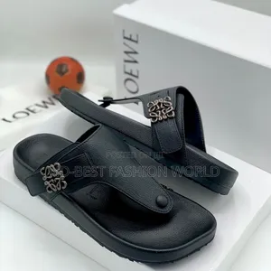 Black Leather Slippers