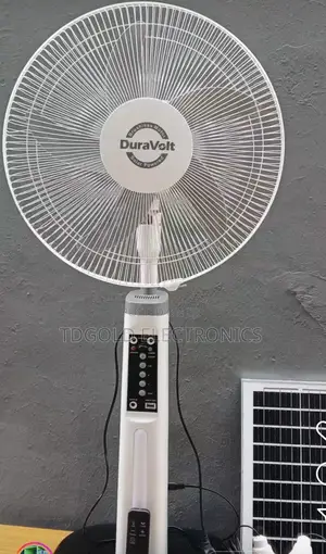Duravolt Rechable Standing Fan With Solar 16inch Pannel and Two Bub