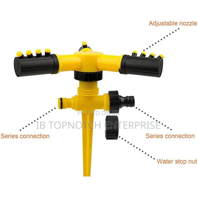 Durable and Versatile 3nozzle 360° Rotating Garden Sprinkler