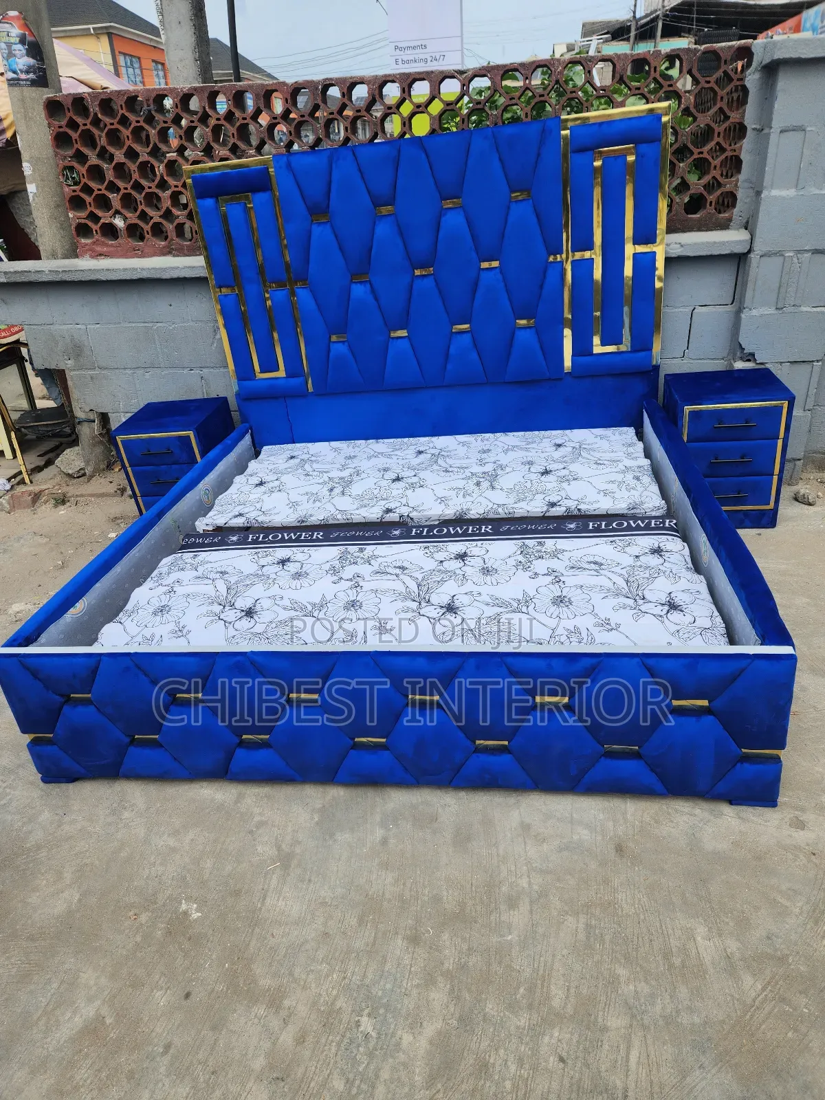 Standard Bed Frame With Side Drawers.