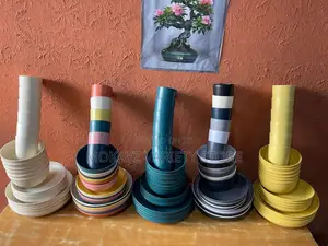 24pcs/Set Healthy Eco-Friendly Thickened Plastic Dinnerware