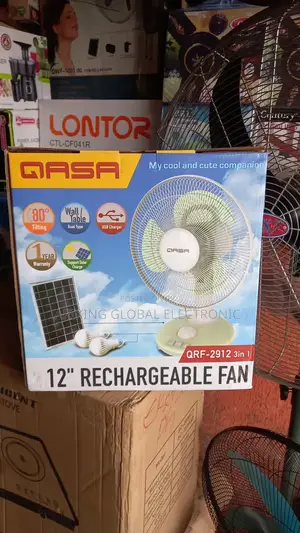 Qasa Rechargeable Fan 12inch With Solar Panel