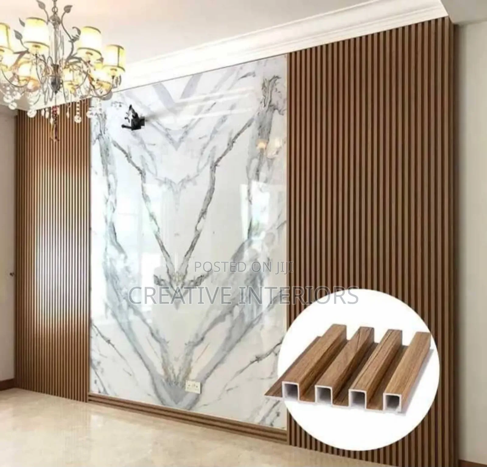 Fluted Panel/Marble Sheet Tv Console